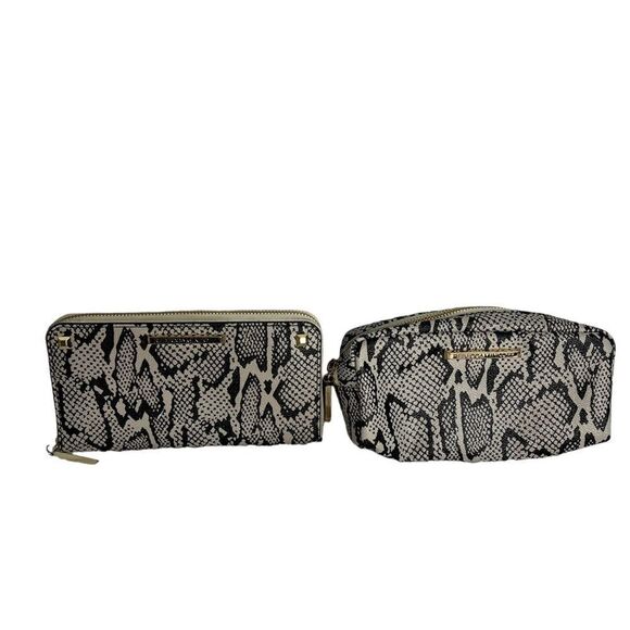 Rebecca Minkoff Ava Zip Wallet Snake Print Studs w/Matching Cosmetic Bag - Picture 1 of 9